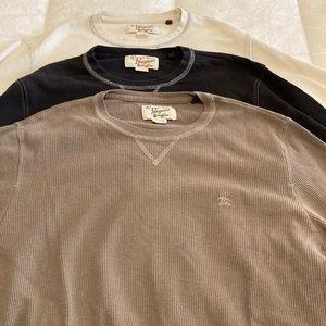 Group of three original Penguin long sleeve cotton thermal shirts. Size large.